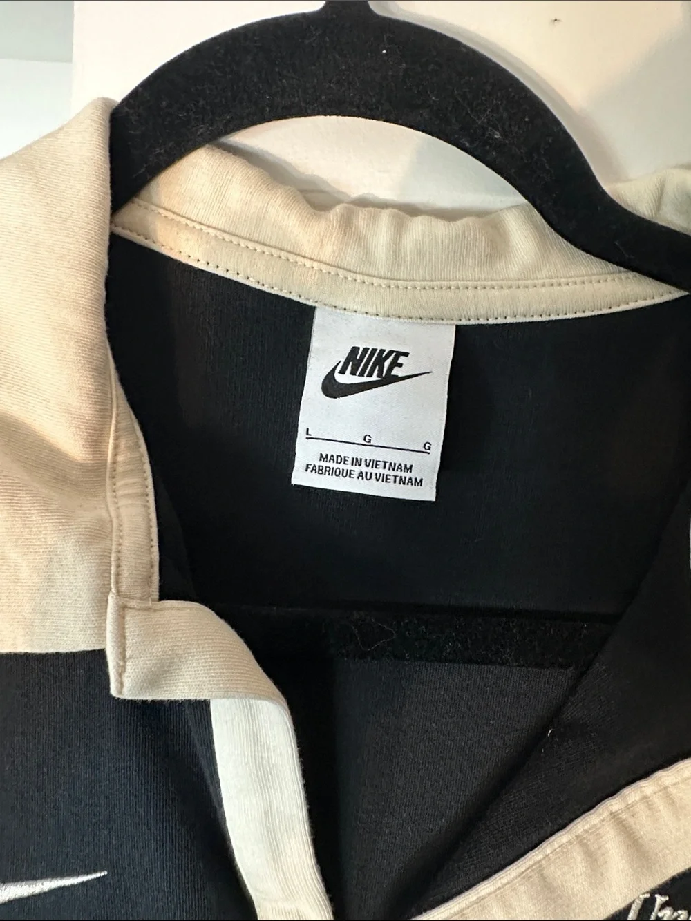 Nike Black Cropped Polo with Cream Collar and University Embroidery - Picture 2 of 3